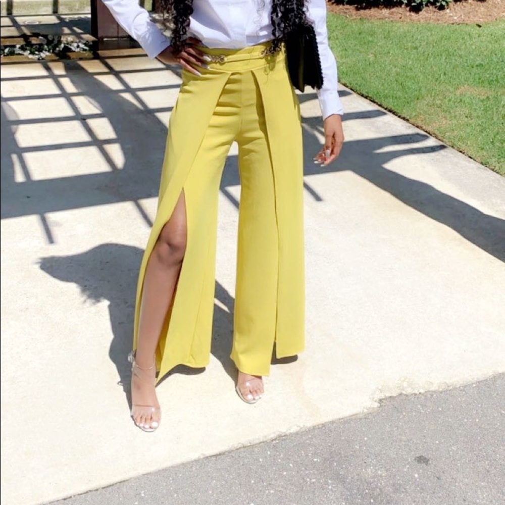Yellow casual dress pants